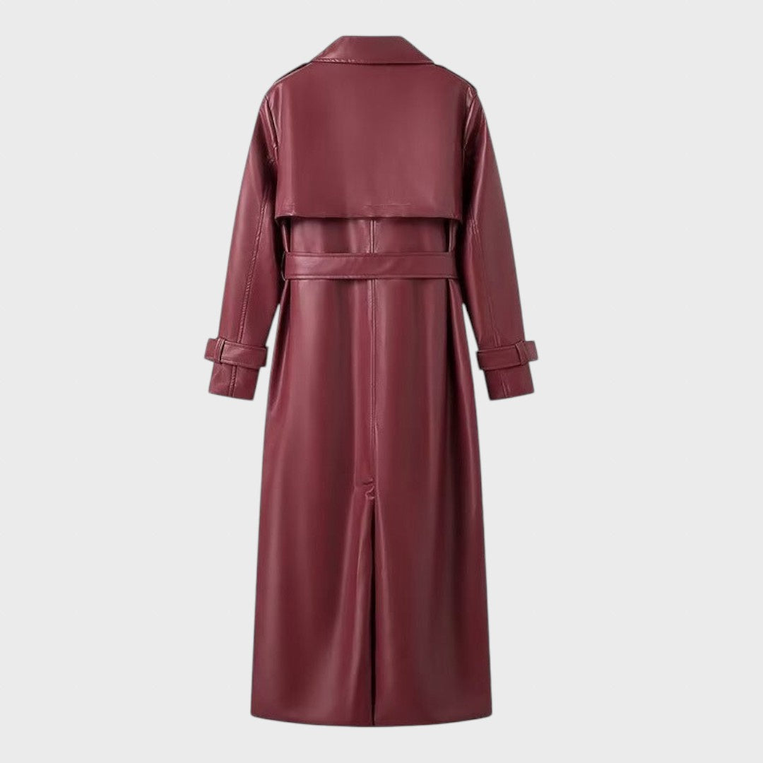 Campbell™ | Women's Long Raincoat Made of Faux Leather with Foldable Lapels