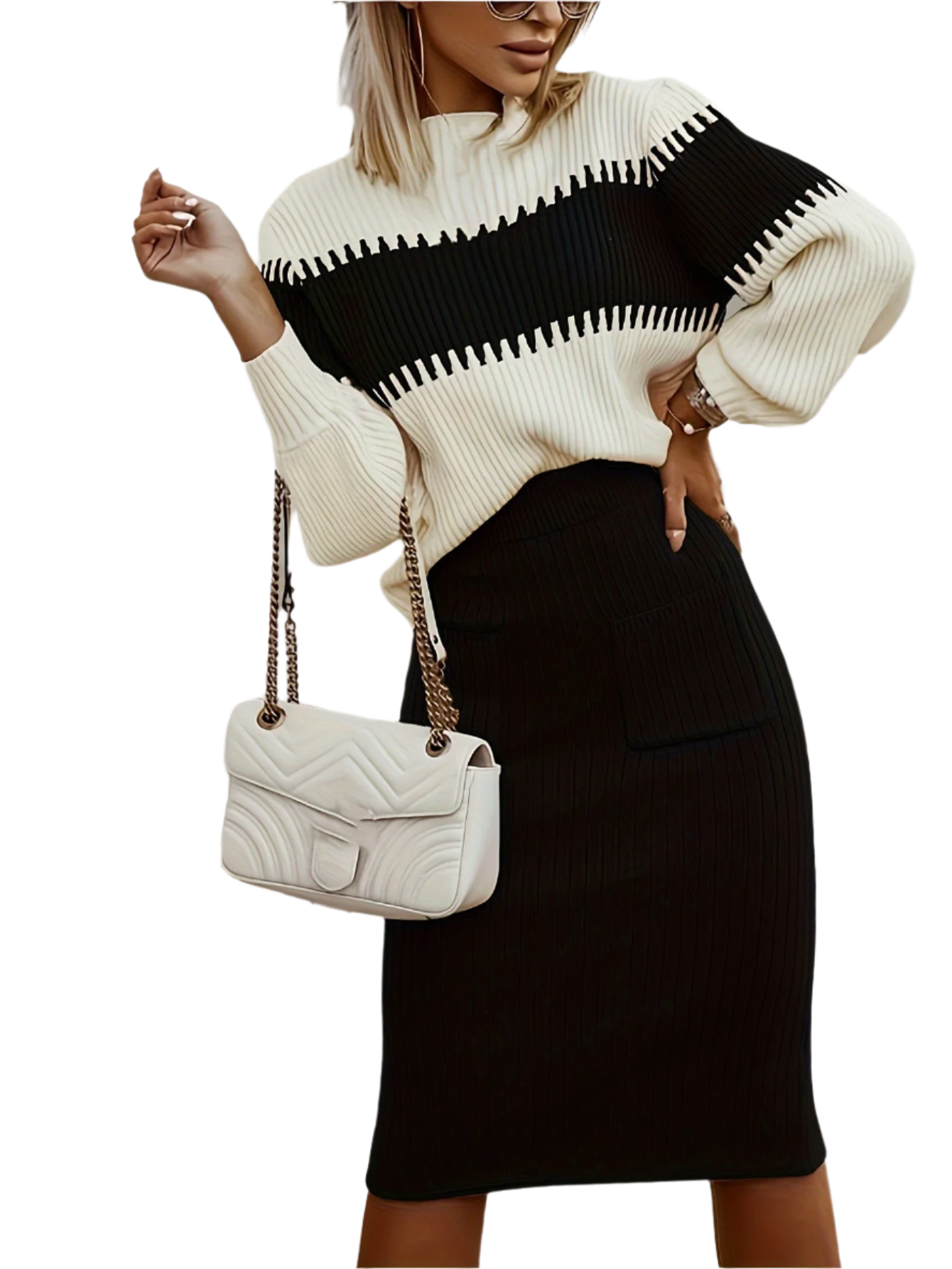 Chiara – Women's Lounge Set in Ribbed Fabric with Color Blocks