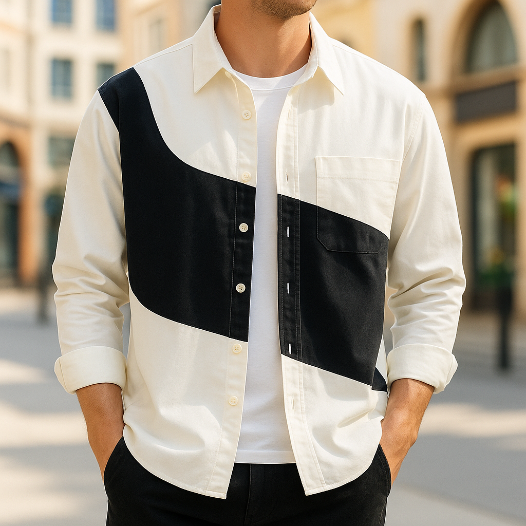 Altero™ - BICOLOR COTTON SHIRT WITH MODERN DESIGN