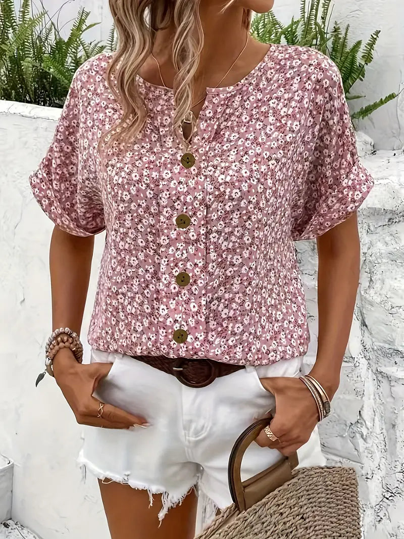 FLORENCE™ - FLORAL PRINT TUMMY COVER BLOUSE