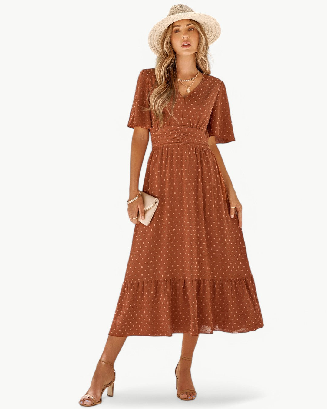 CLARISSE | ELEGANT FLOWY SUMMER V-NECK DRESS