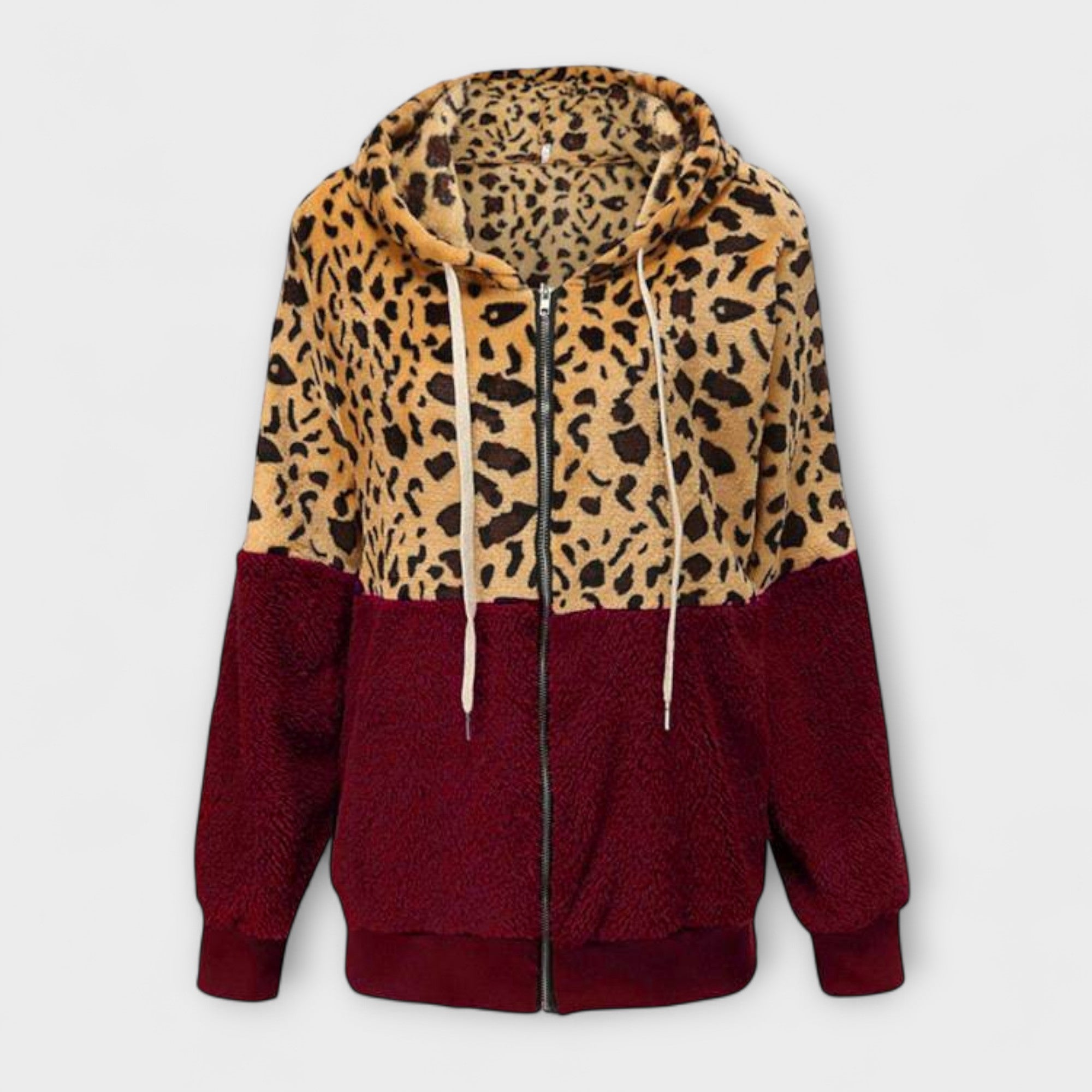 Campbell™ | Fleece Hoodie with Leopard Print