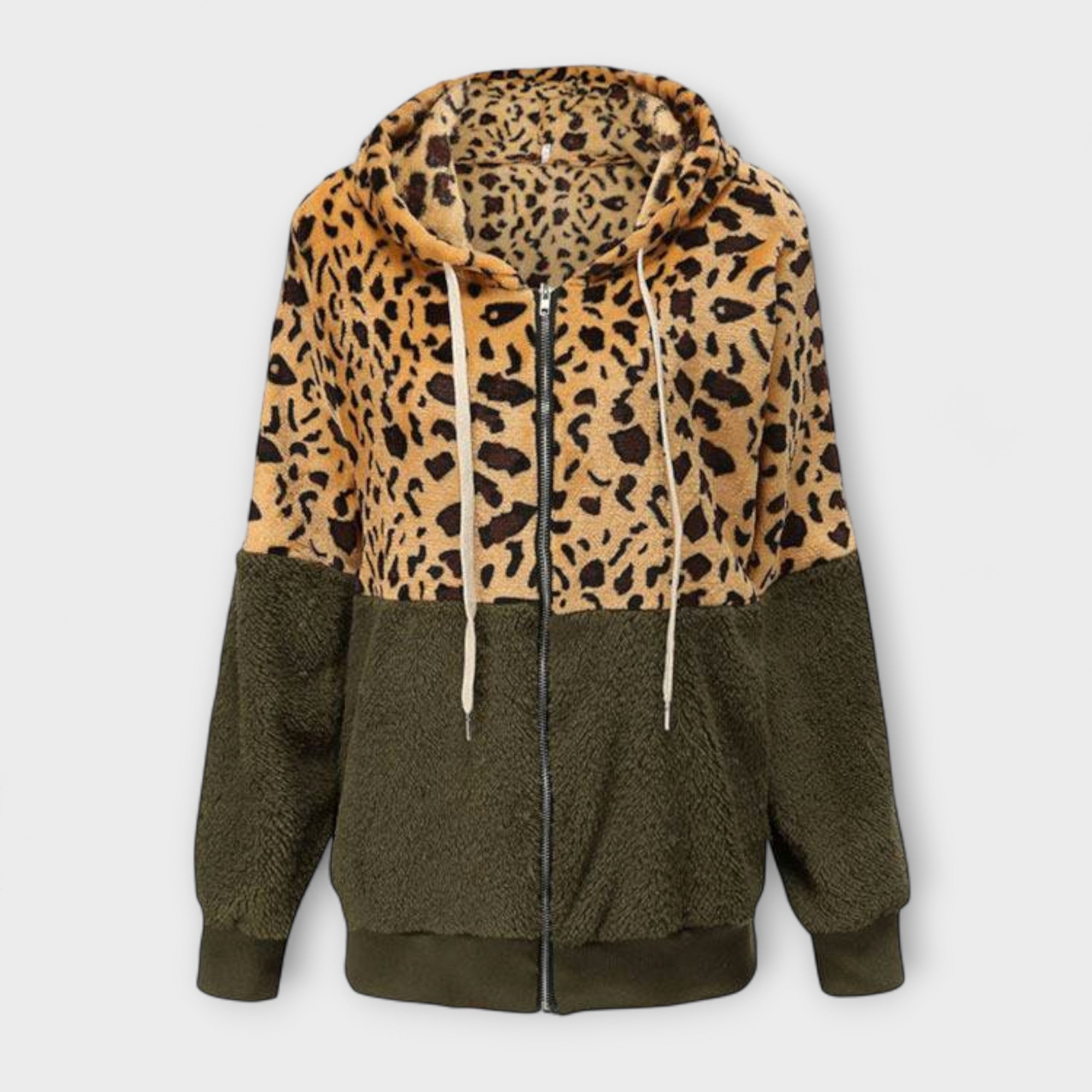 Campbell™ | Fleece Hoodie with Leopard Print