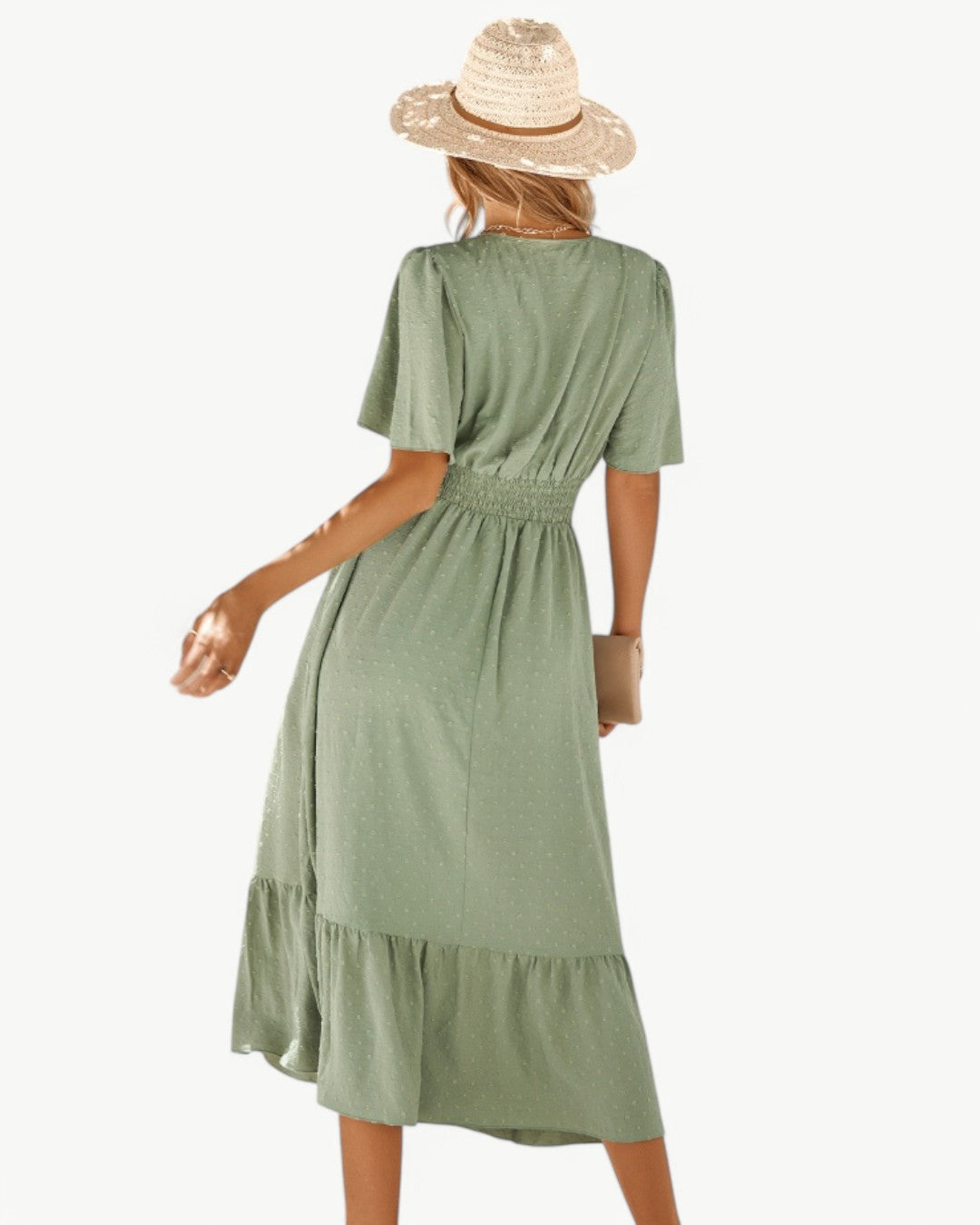 CLARISSE | ELEGANT FLOWY SUMMER V-NECK DRESS