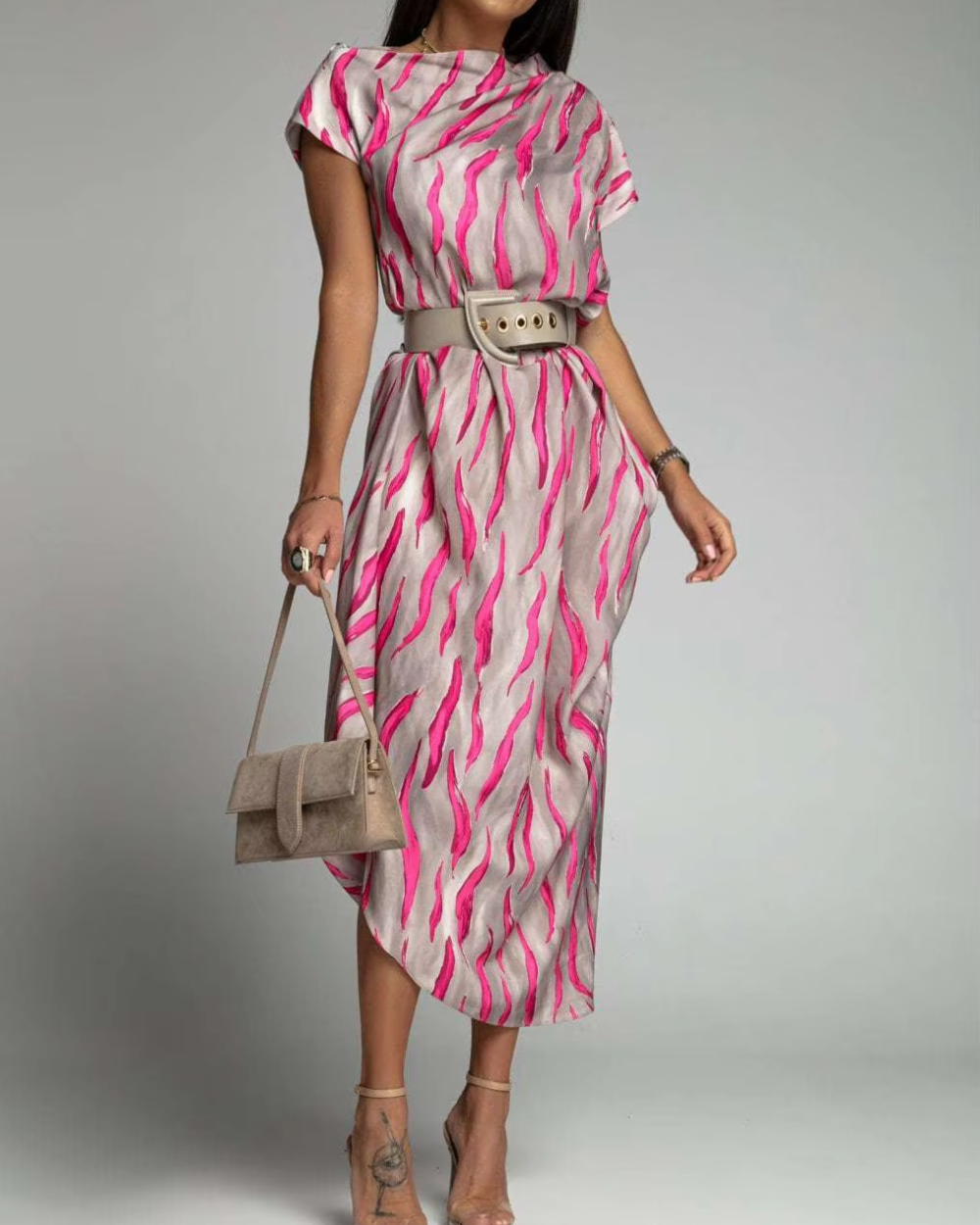 CHARM | ASSYMETRICAL SATIN DRESS