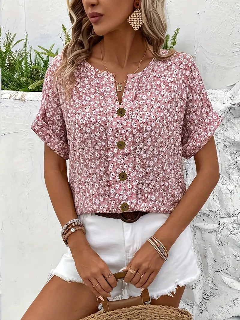 FLORENCE™ - FLORAL PRINT TUMMY COVER BLOUSE