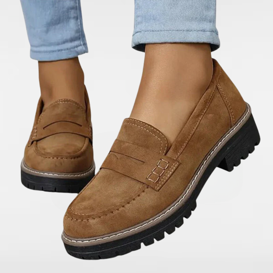 Carenza | Women's suede loafers with rugged sole