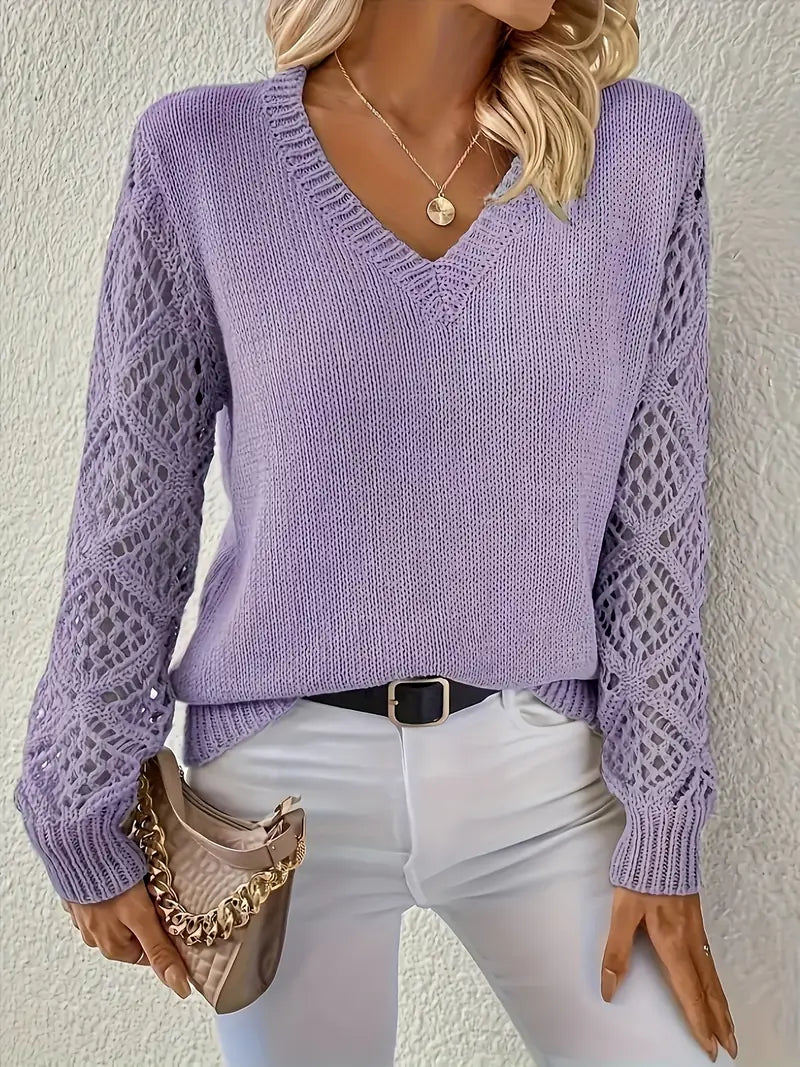 Campbell™ | Lace-Sleeve Knit Sweater
