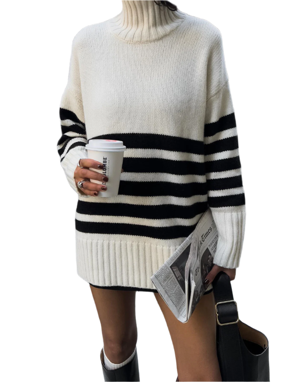 Élodie – Striped Ladies' Roll Neck Jumper