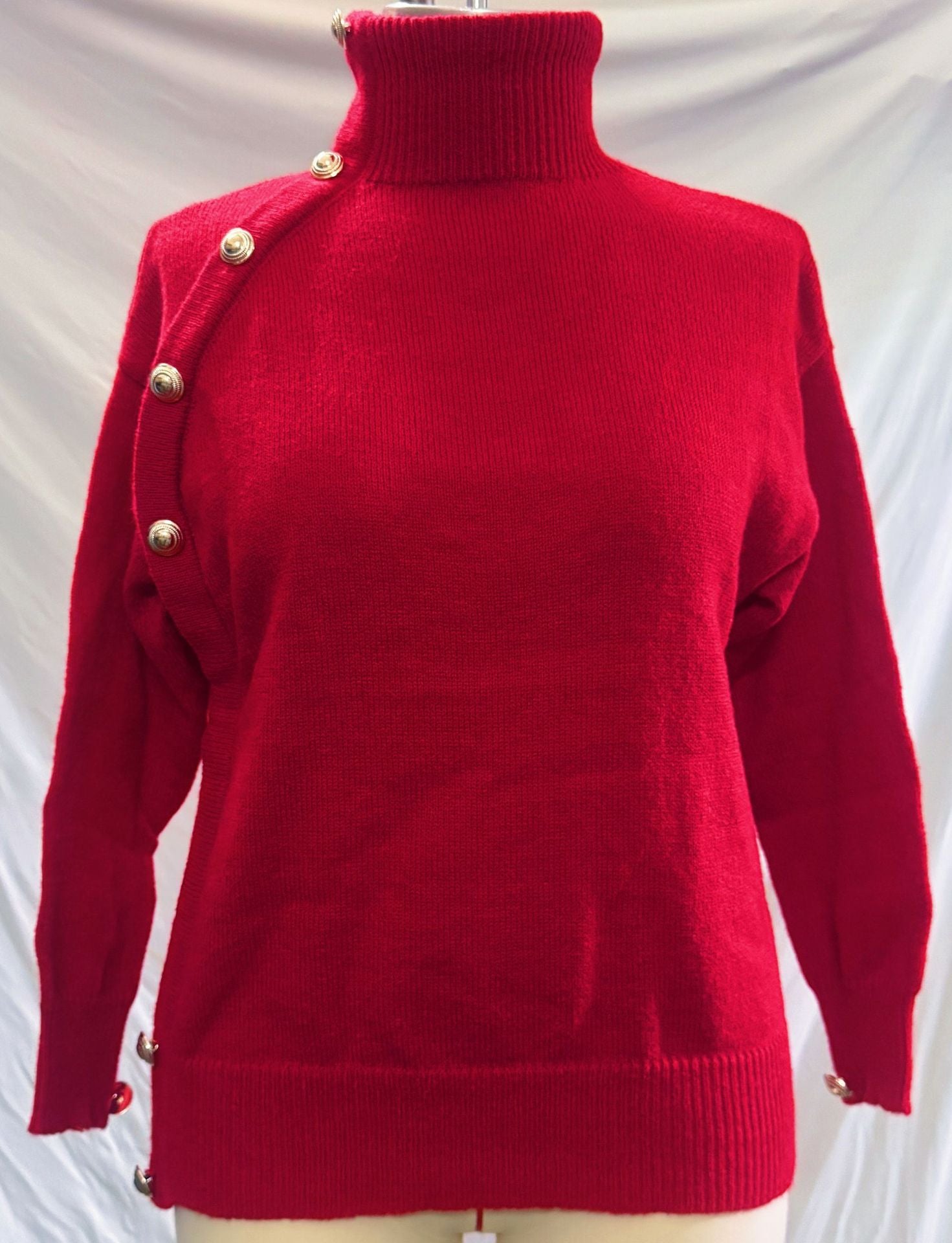 2025欧美跨境女装秋冬新款速卖通亚马逊temu热卖装饰扣高领毛衣