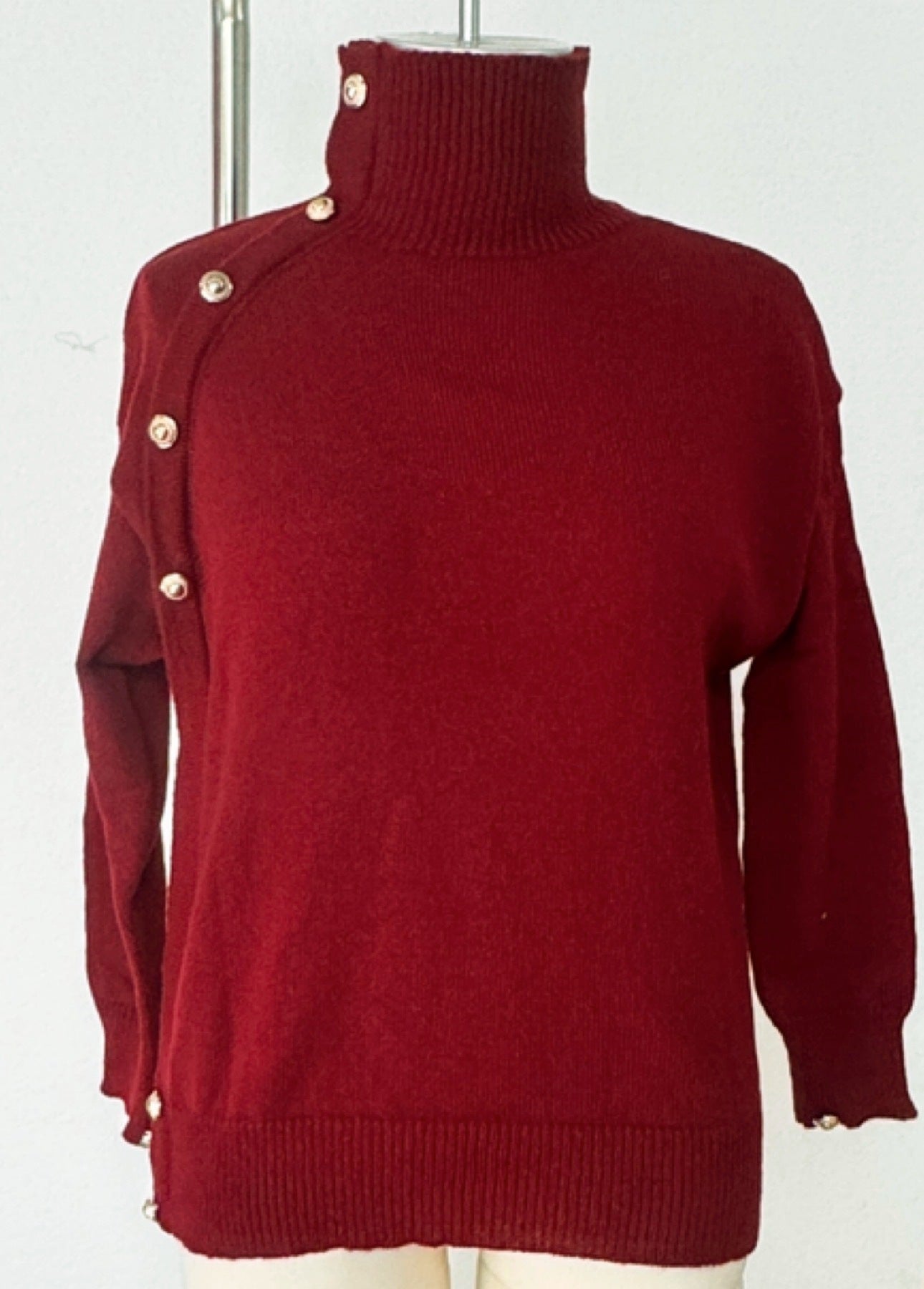 2025欧美跨境女装秋冬新款速卖通亚马逊temu热卖装饰扣高领毛衣