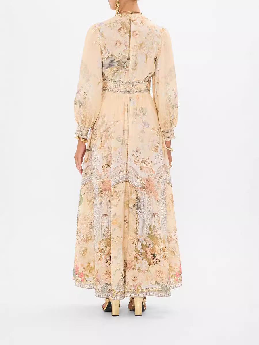 Campbell™ | GoldenBloom Vintage Boho Maxi Dress