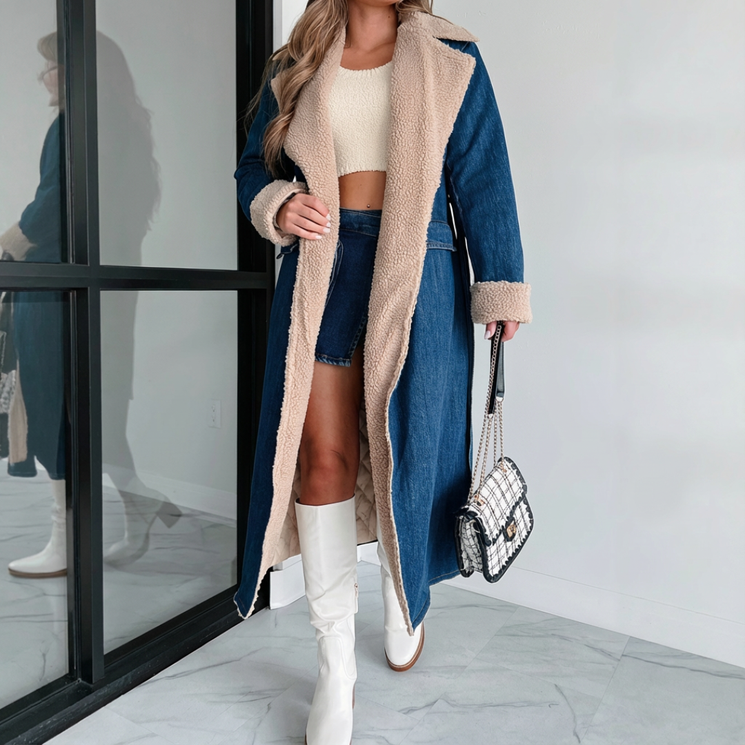 Campbell™ | Vintage Denim Sherpa Trench Coat