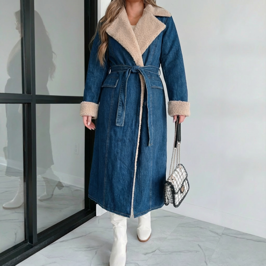 Campbell™ | Vintage Denim Sherpa Trench Coat