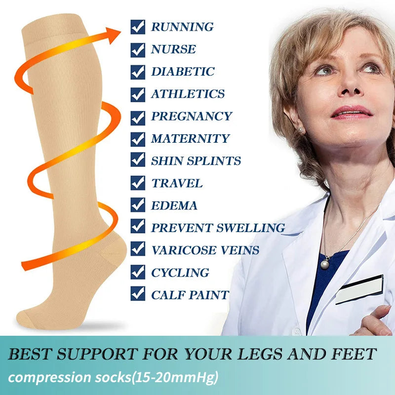 3 Paar Kniehoge Compressie Sokken - FitSupport