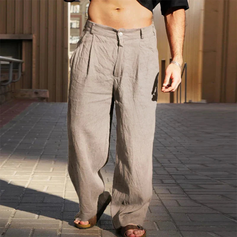 Malik™ – LINEN WIDE-LEG TROUSERS