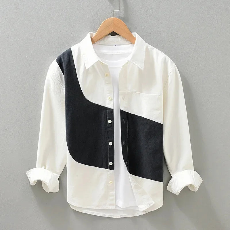 Altero™ - BICOLOR COTTON SHIRT WITH MODERN DESIGN