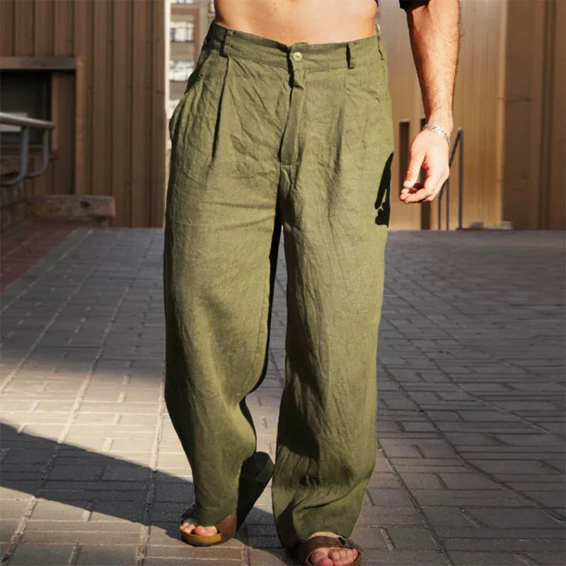 Malik™ – LINEN WIDE-LEG TROUSERS