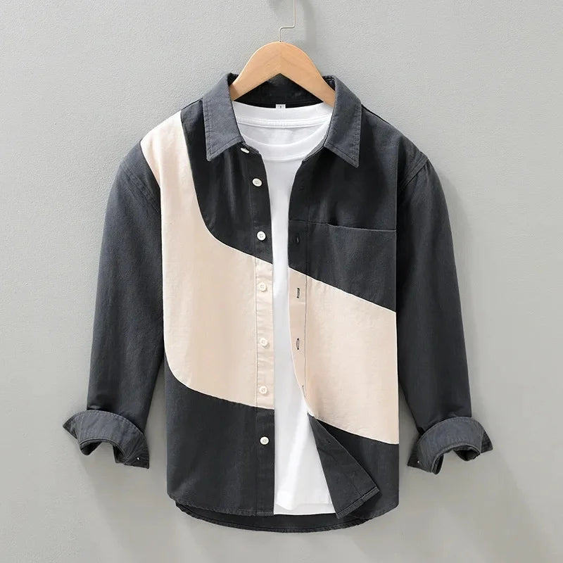 Altero™ - BICOLOR COTTON SHIRT WITH MODERN DESIGN