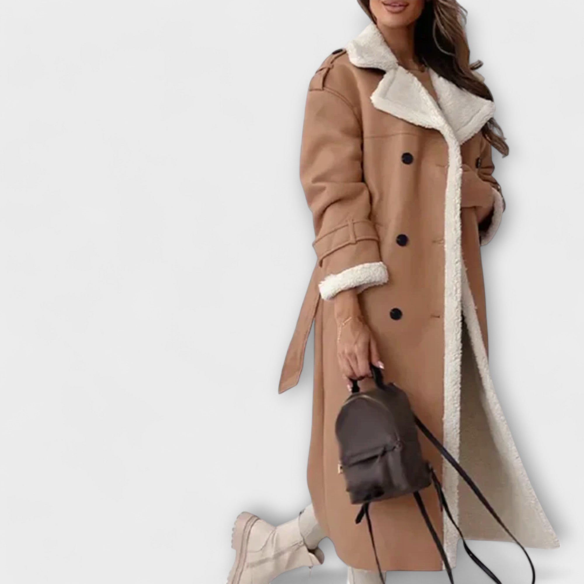 Campbell™ | Long Classic Coat with Fleece Lining and Teddy Bear Collar