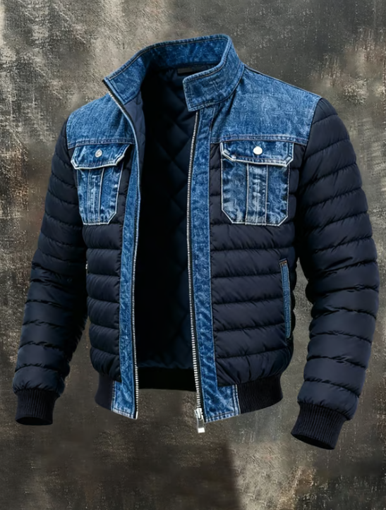 PATRYK™ | QUILTED JACKET WITH REFINED DENIM DETAILS
