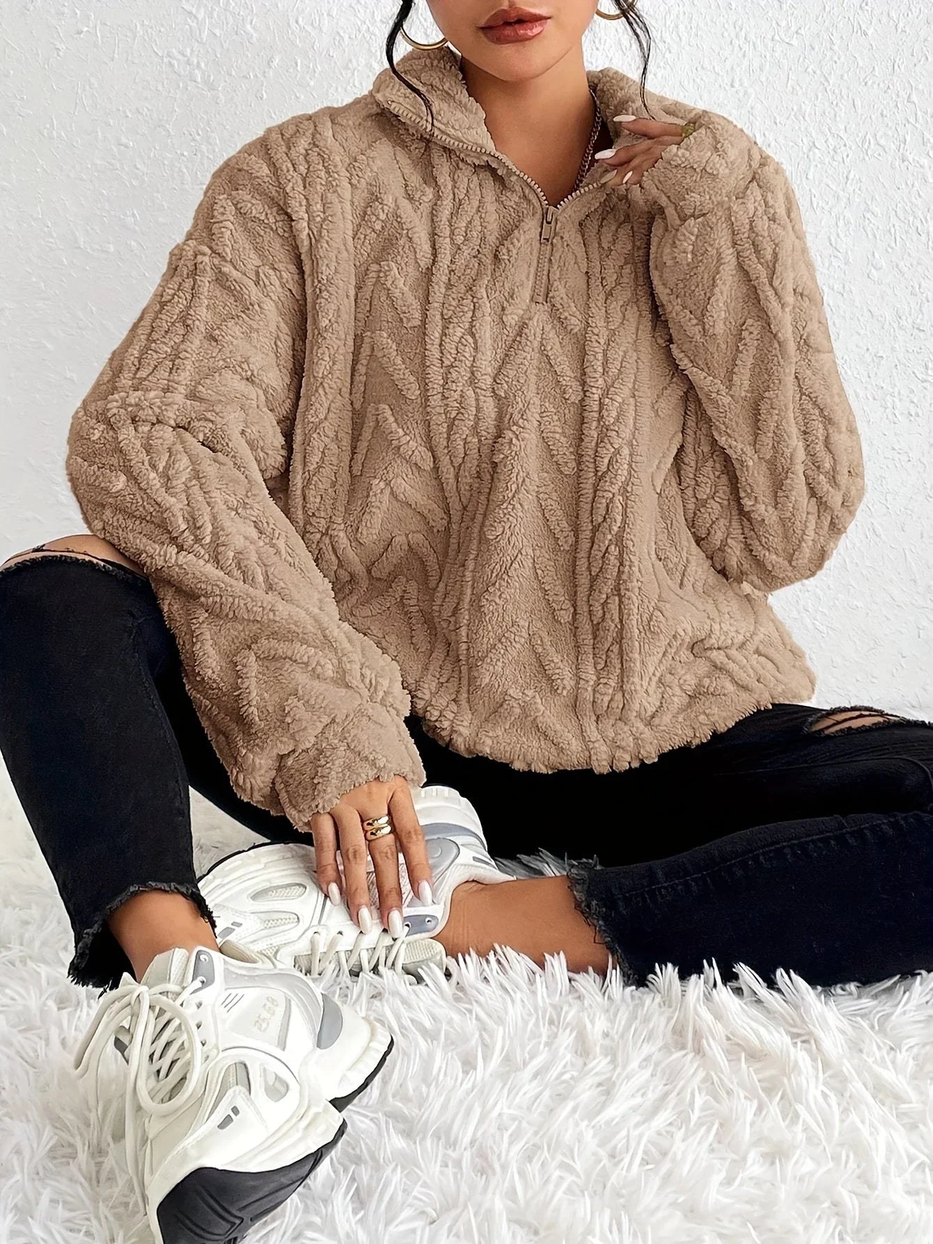 Fiona | Braided Zip Up Pullover