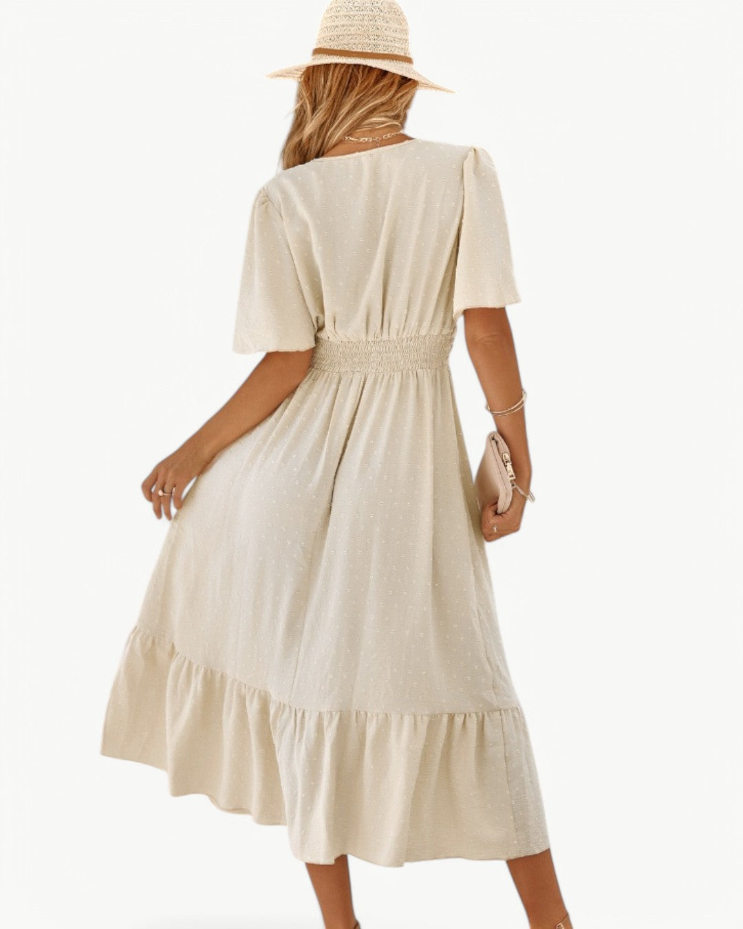 CLARISSE | ELEGANT FLOWY SUMMER V-NECK DRESS