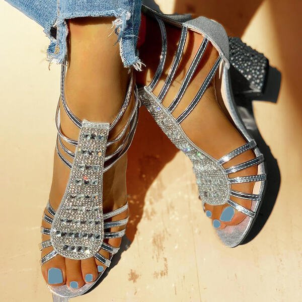 MADELINE | RHINESTONE OPEN HEELED SANDALS