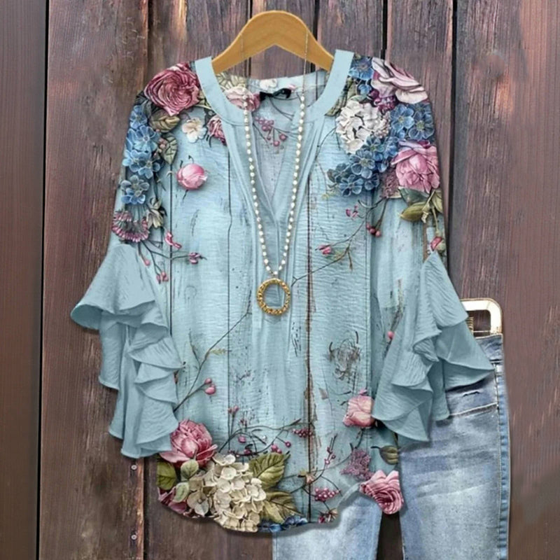 Laurentia™ - VINTAGE FLORAL PRINT BLOUSE WITH ELEGANT DESIGN