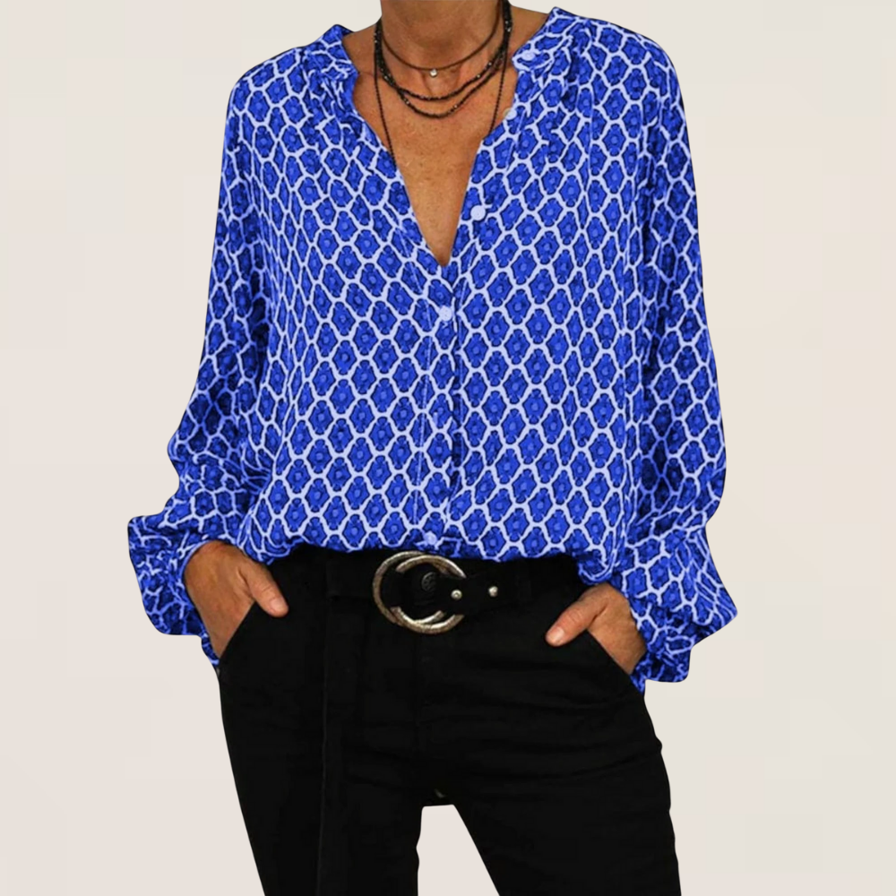Serelina | Geometric V-Neck Blouse 