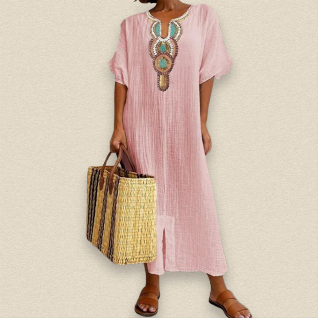 Soliane | Summer Embroidered Maxi Dress 