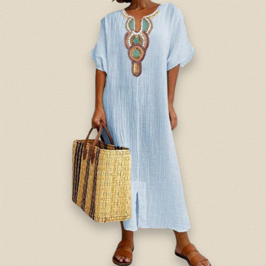 Soliane | Summer Embroidered Maxi Dress 