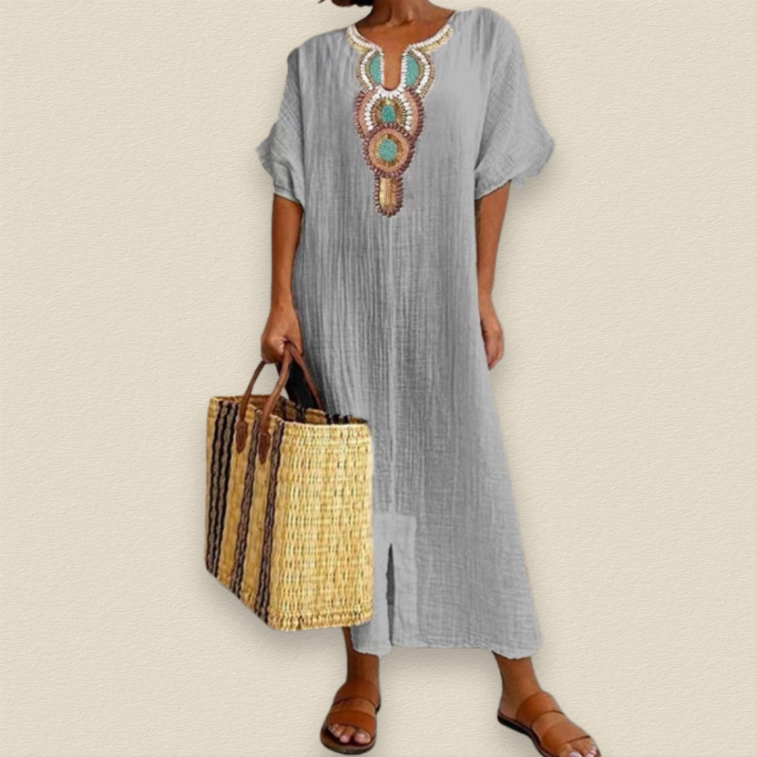 Soliane | Summer Embroidered Maxi Dress 