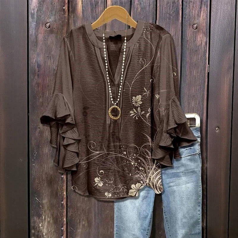 Aubrey™ - VINTAGE BLOUSE WITH FLORAL PATTERN