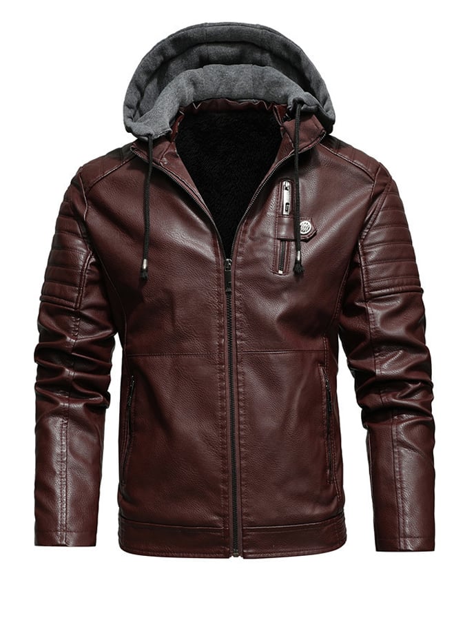 DANIEL™ | HOODED JACKET WITH LEATHER EFFECT AND ZIP