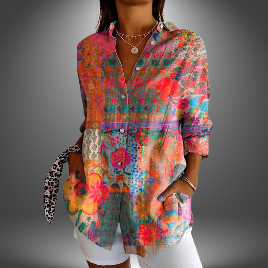 MERYL | VIBRANT BOHO CHIC PRINTED BLOUSE 