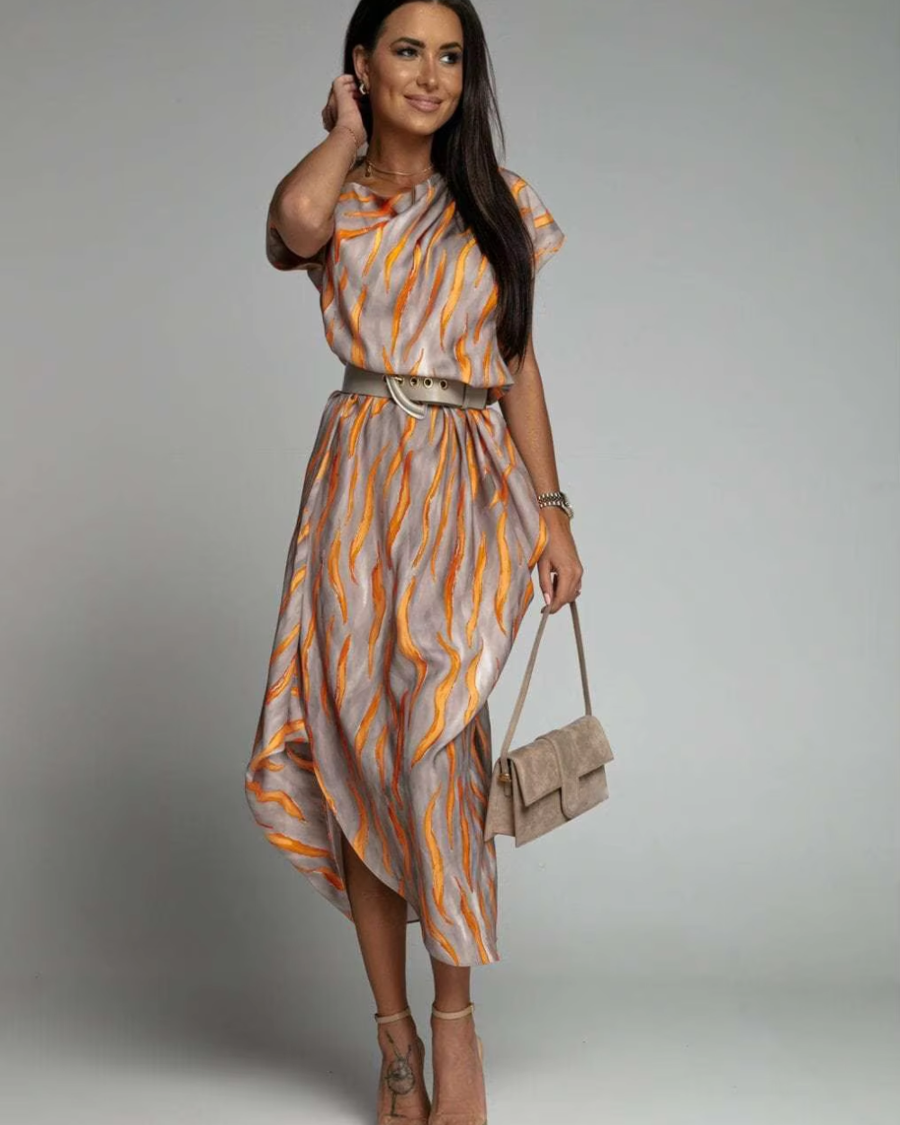 CHARM | ASSYMETRICAL SATIN DRESS