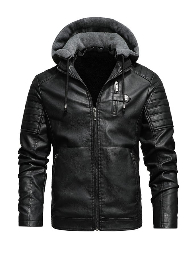 DANIEL™ | HOODED JACKET WITH LEATHER EFFECT AND ZIP