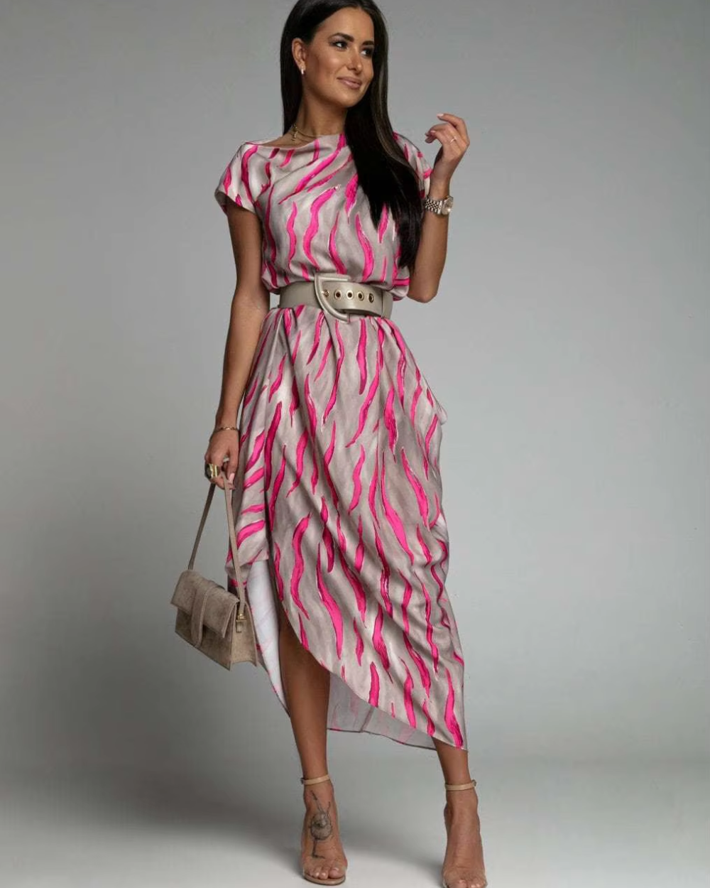 CHARM | ASSYMETRICAL SATIN DRESS