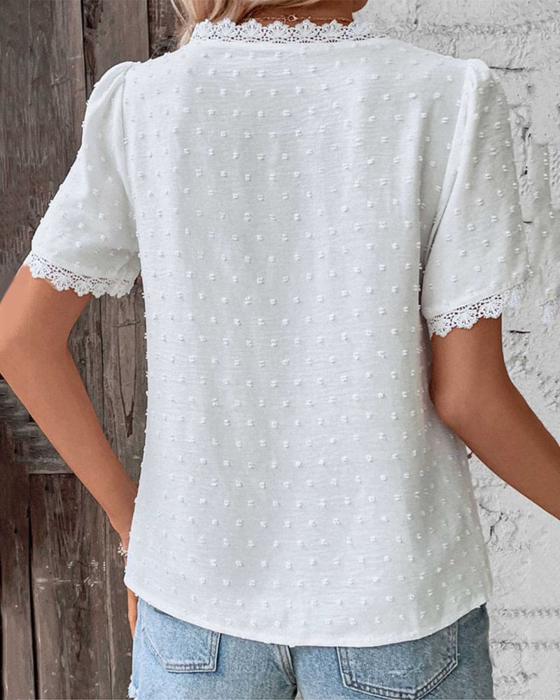 Zoe™ - LACE BLOUSE WITH SHORT SLEEVES &amp; V-NECK
