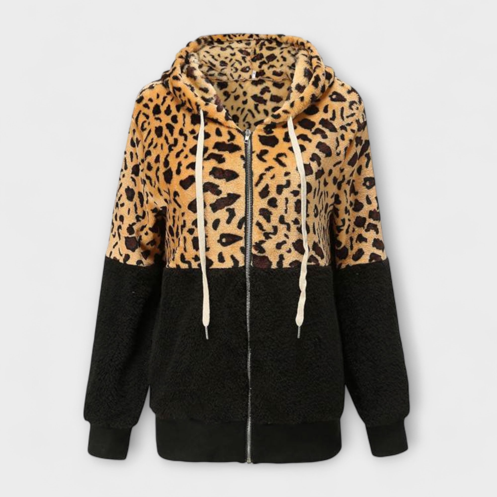 Campbell™ | Fleece Hoodie with Leopard Print