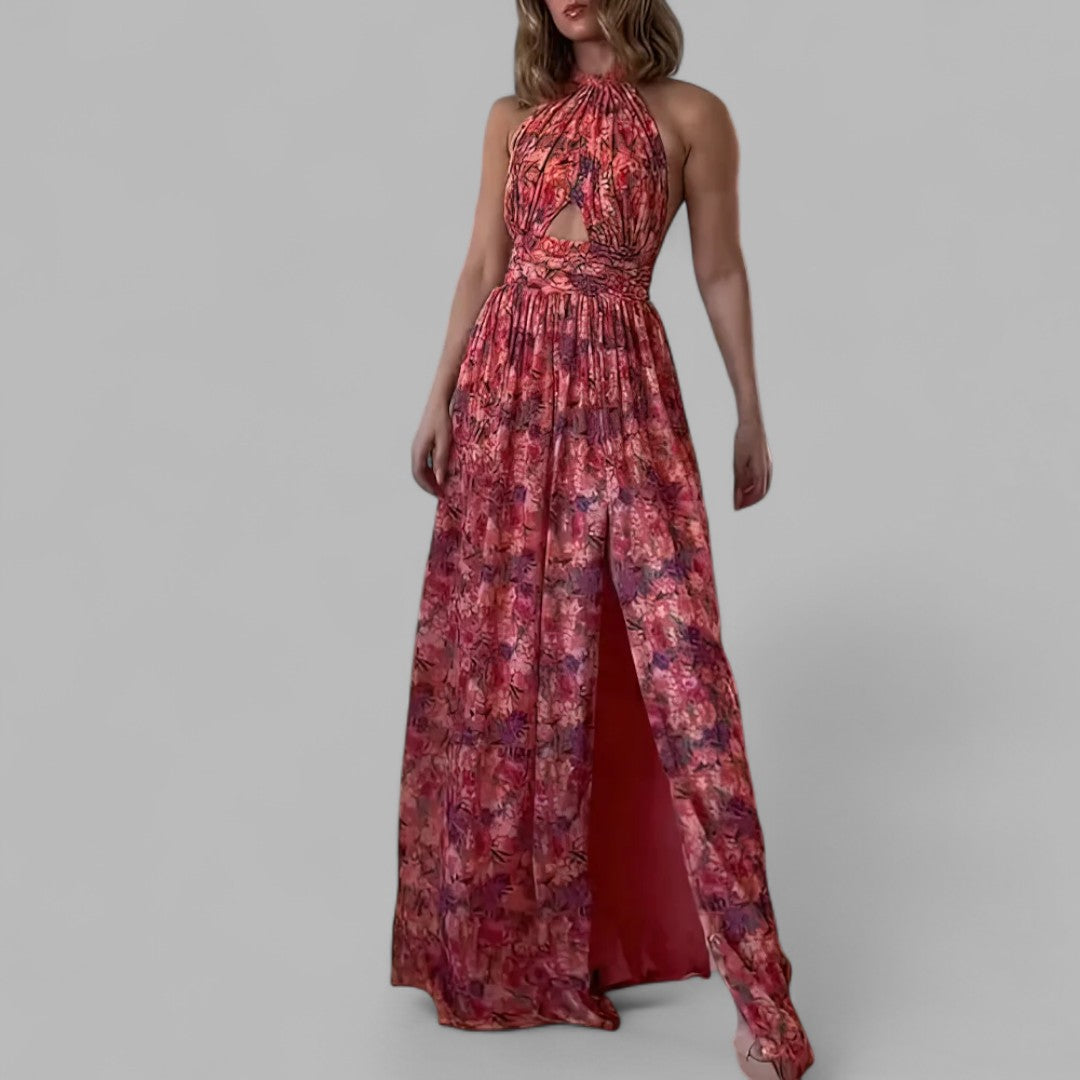 CASSIA | ELEGANT SIDE SLIT FLORAL MAXI DRESS