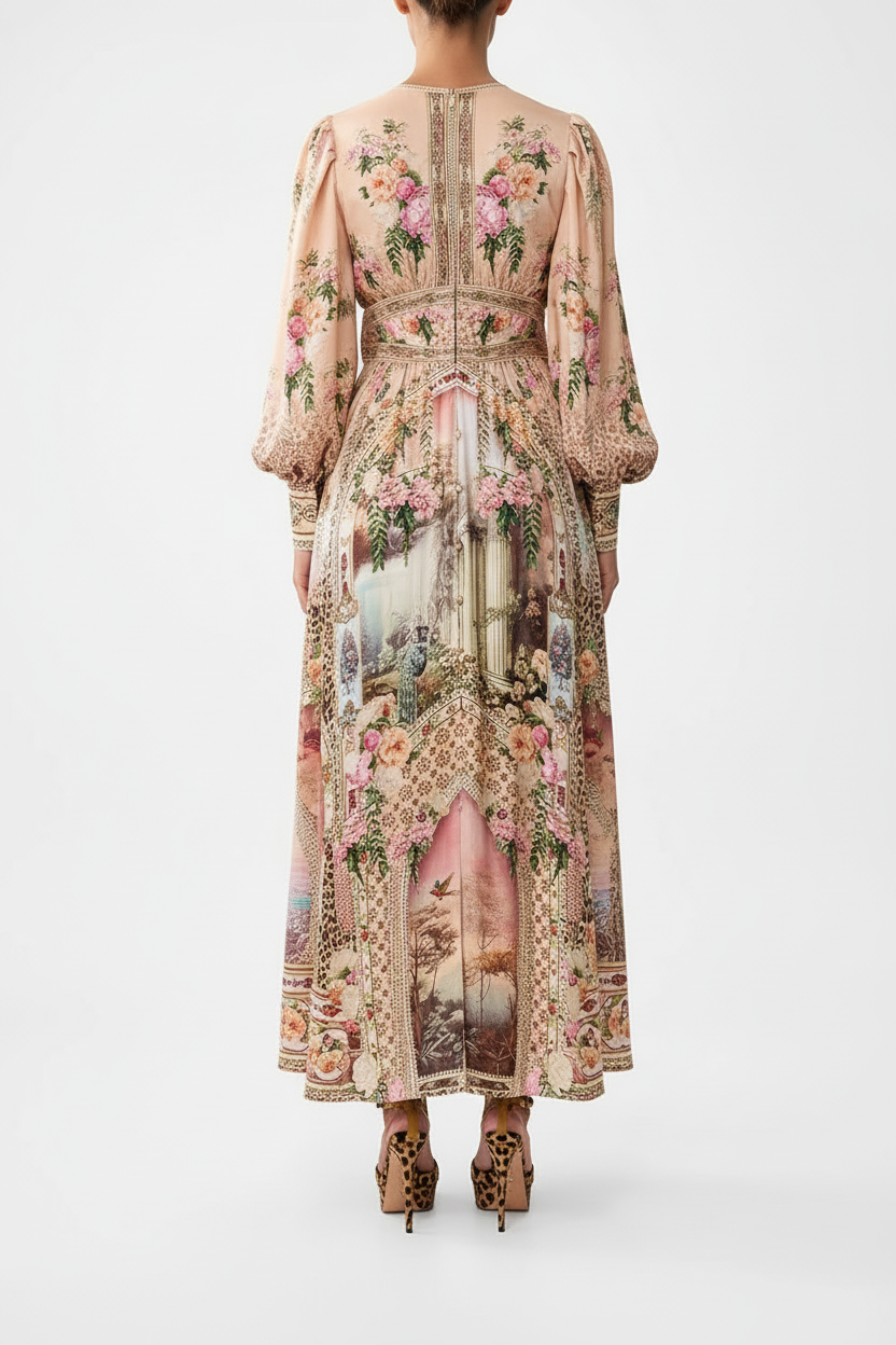 Campbell™ | Soft Blush Botanical Maxi Dress