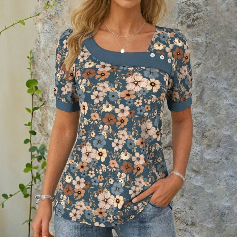 Bianca™ - VINTAGE FLORAL PRINT BLOUSE WITH ELEGANT DESIGN