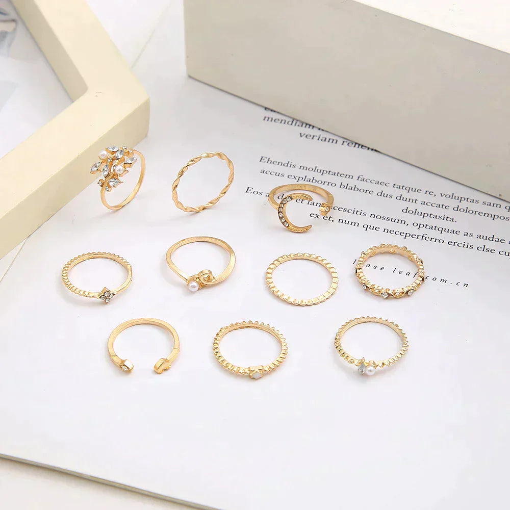 10 Pack of Bohemian Silver and Gold Plated Rings 