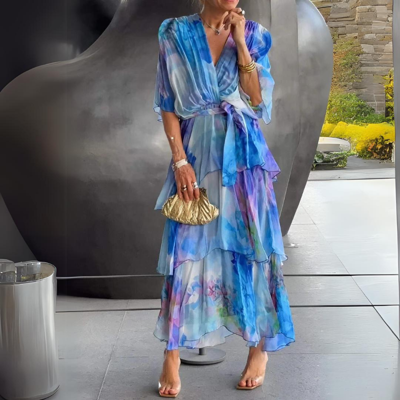 LORRAINE | ELEGANT V-NECK DRESS 