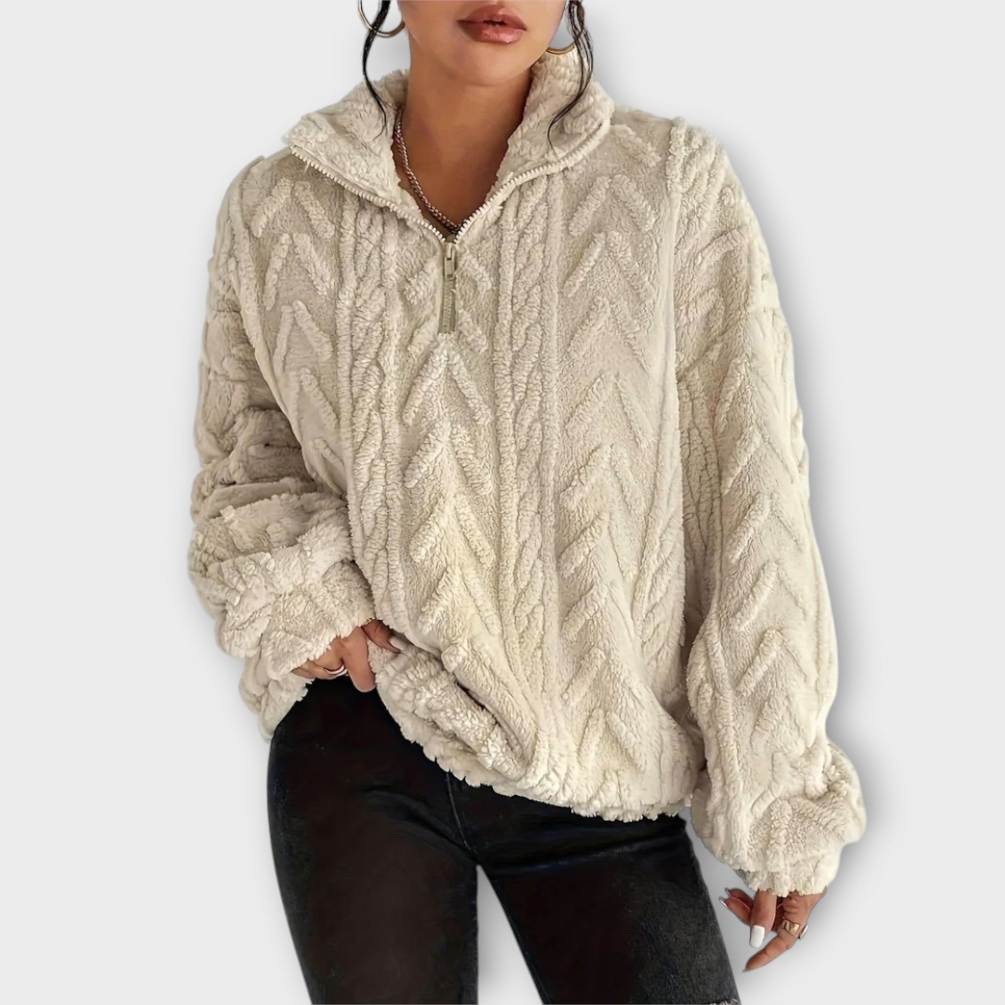 Fiona | Braided Zip Up Pullover