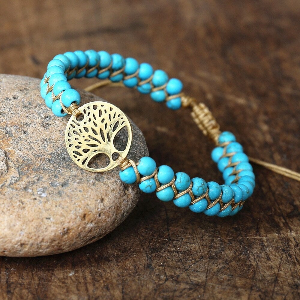 Bracelet Tree of Life Handmade Turquoise Stone 