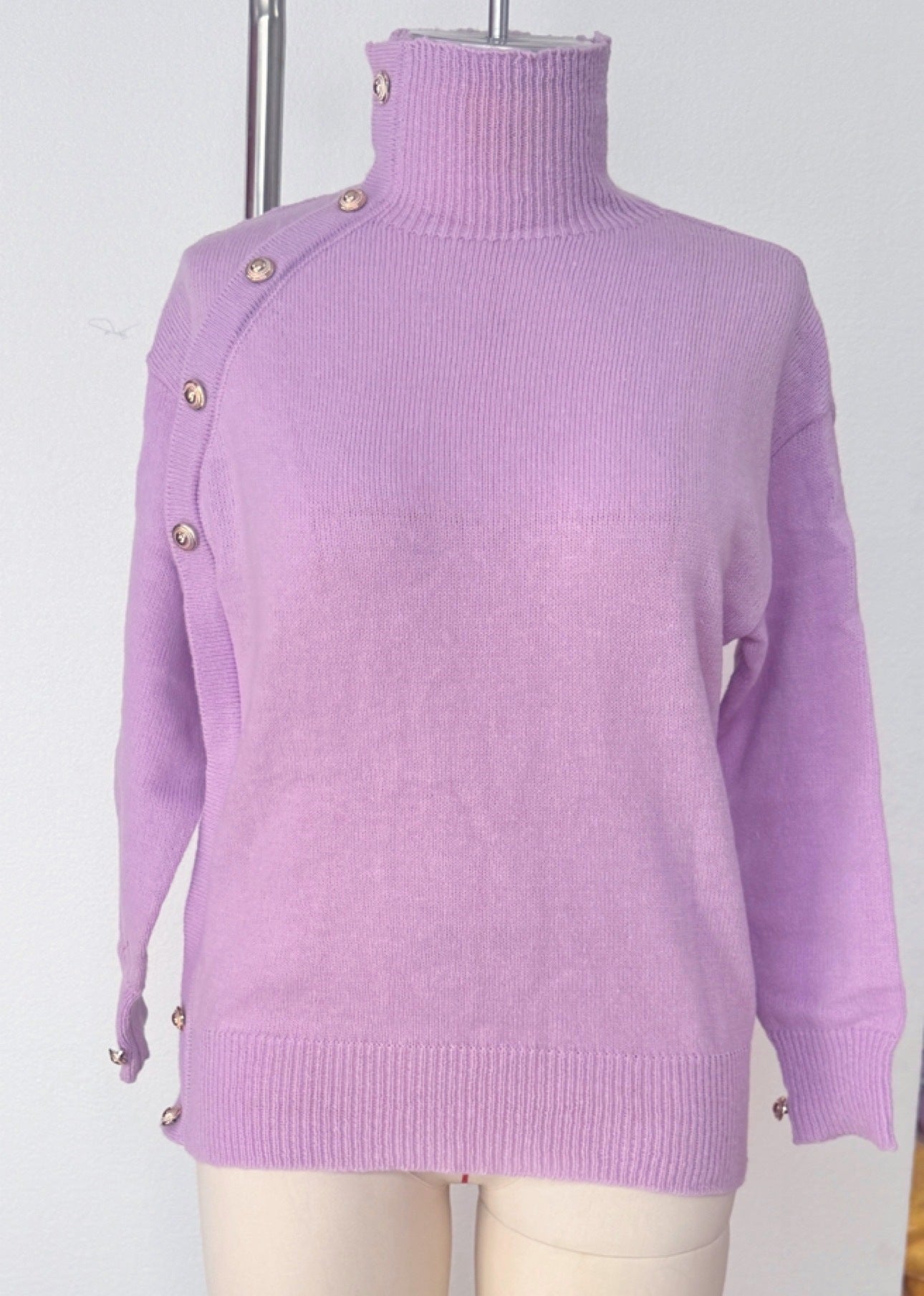 2025欧美跨境女装秋冬新款速卖通亚马逊temu热卖装饰扣高领毛衣