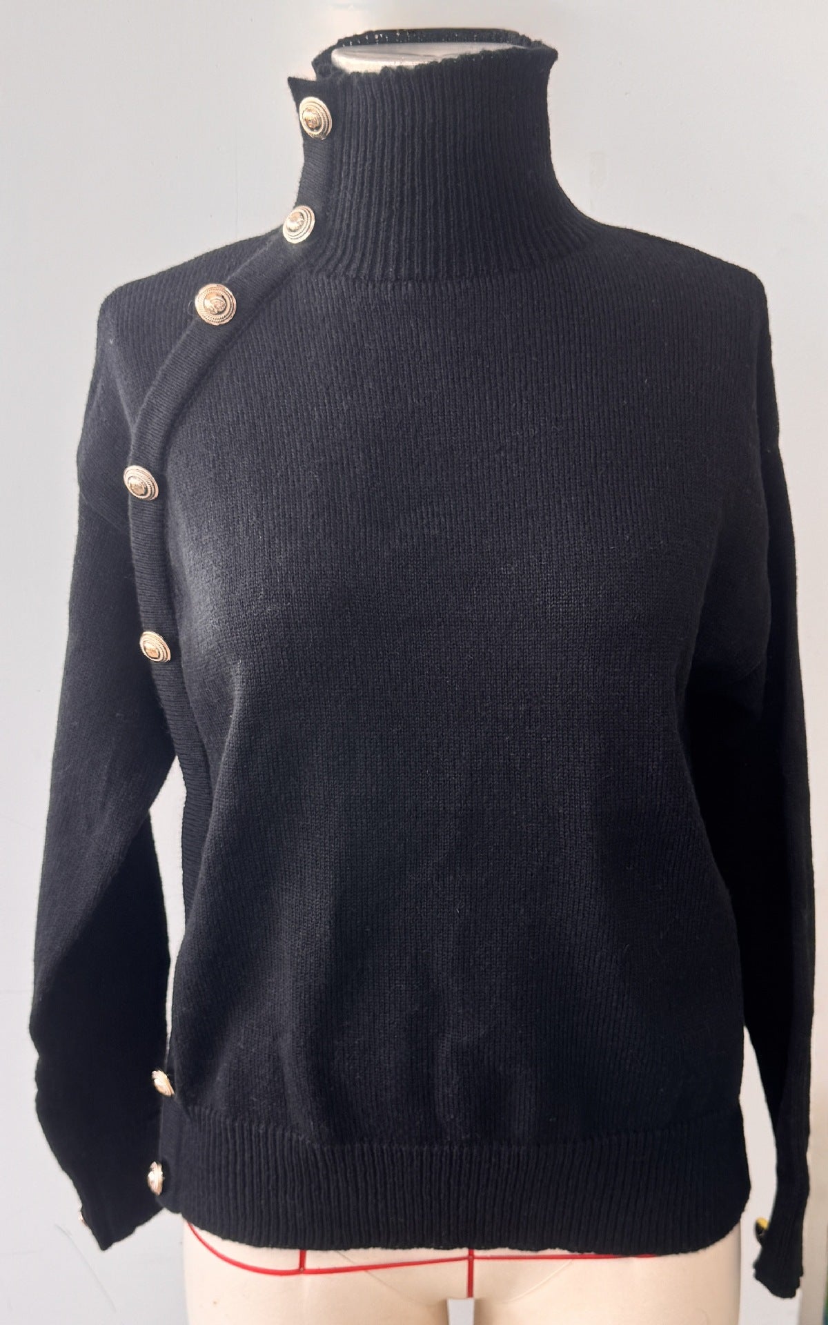 2025欧美跨境女装秋冬新款速卖通亚马逊temu热卖装饰扣高领毛衣